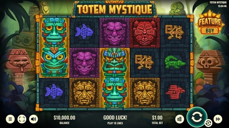 Totem Mystique slot gameplay — totem pole themed reels