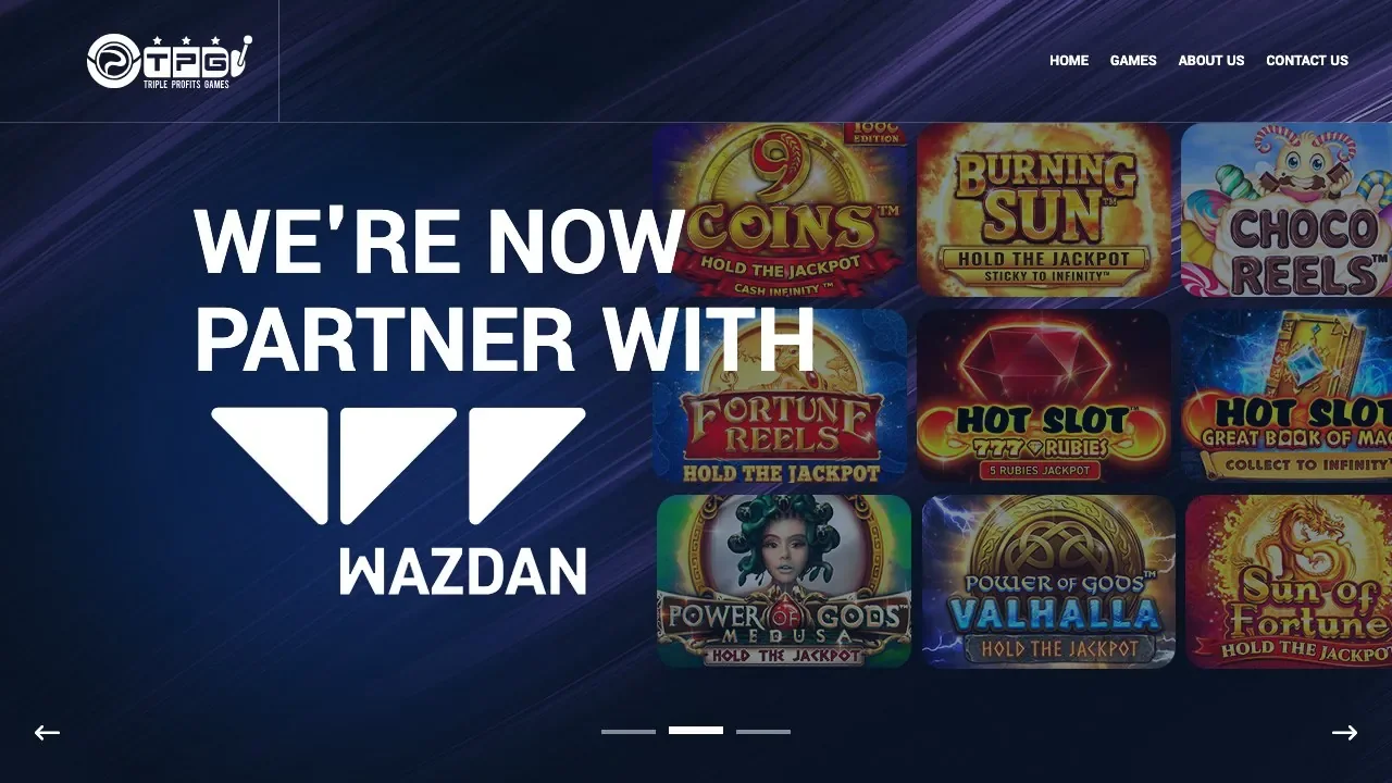 Official Triple Profits Games website showing TPG games and navigation