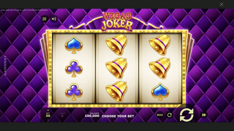 Vegas Joker gameplay screenshot showing the reels