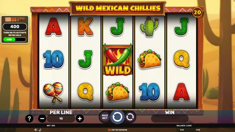 Wild Mexican Chillies slot key art — desert fiesta themed reels