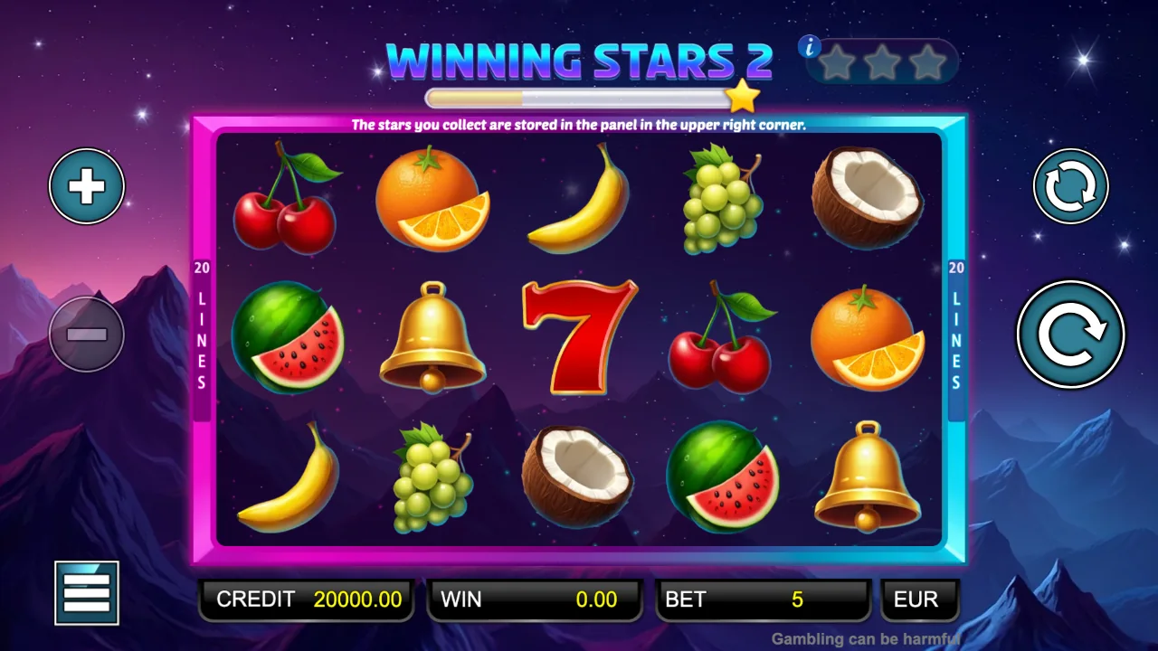 Winning Stars 2 loaded gameplay interface with active controls visible