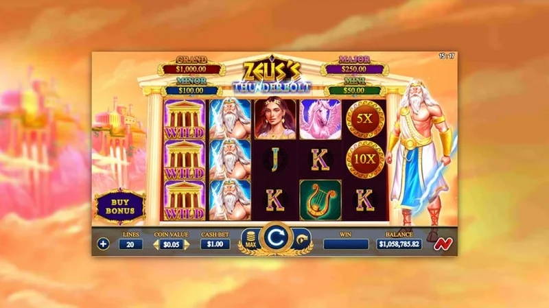 Zeus's Thunderbolt slot gameplay — Greek mythology reels