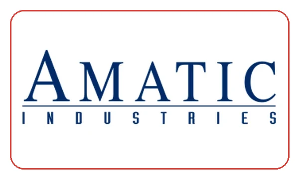 Amatic-Logo auf redaktionellem Hintergrund